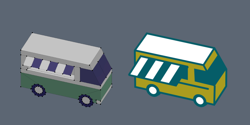 iso foodtruck 3d et vectoriel