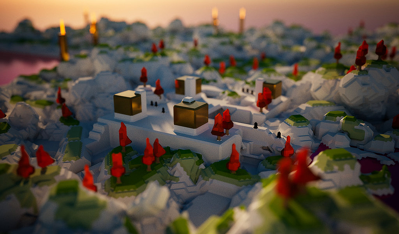 zoom sur le temple en voxel