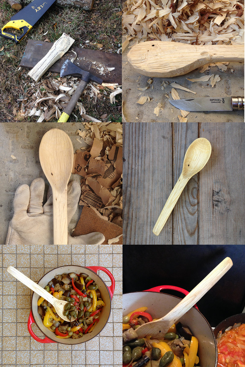 cuollère en bois de chene et caponata