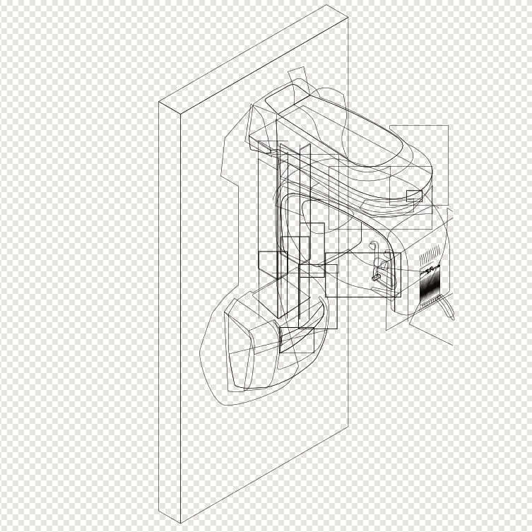 scanner rotatif en dessin vectoriel filaire