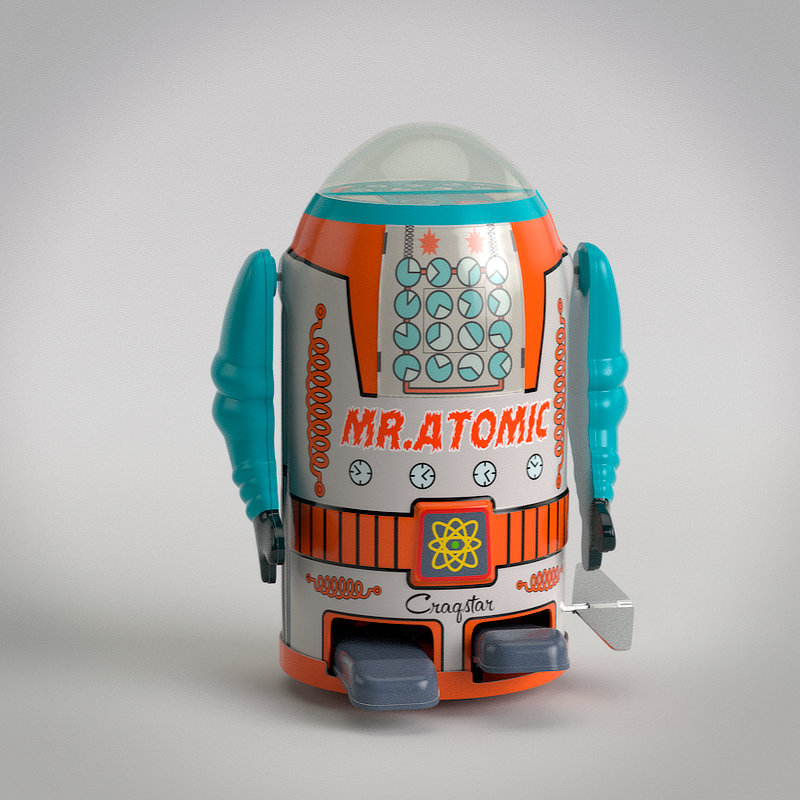 tin toy robot atomic 3d