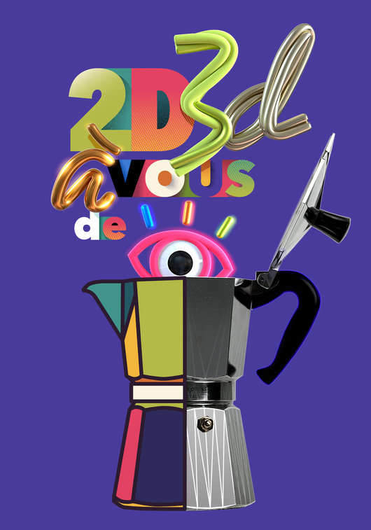 illustration typographique cafetière italienne