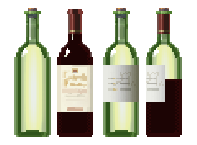 4 bouteilles de bordeaux en pixelart